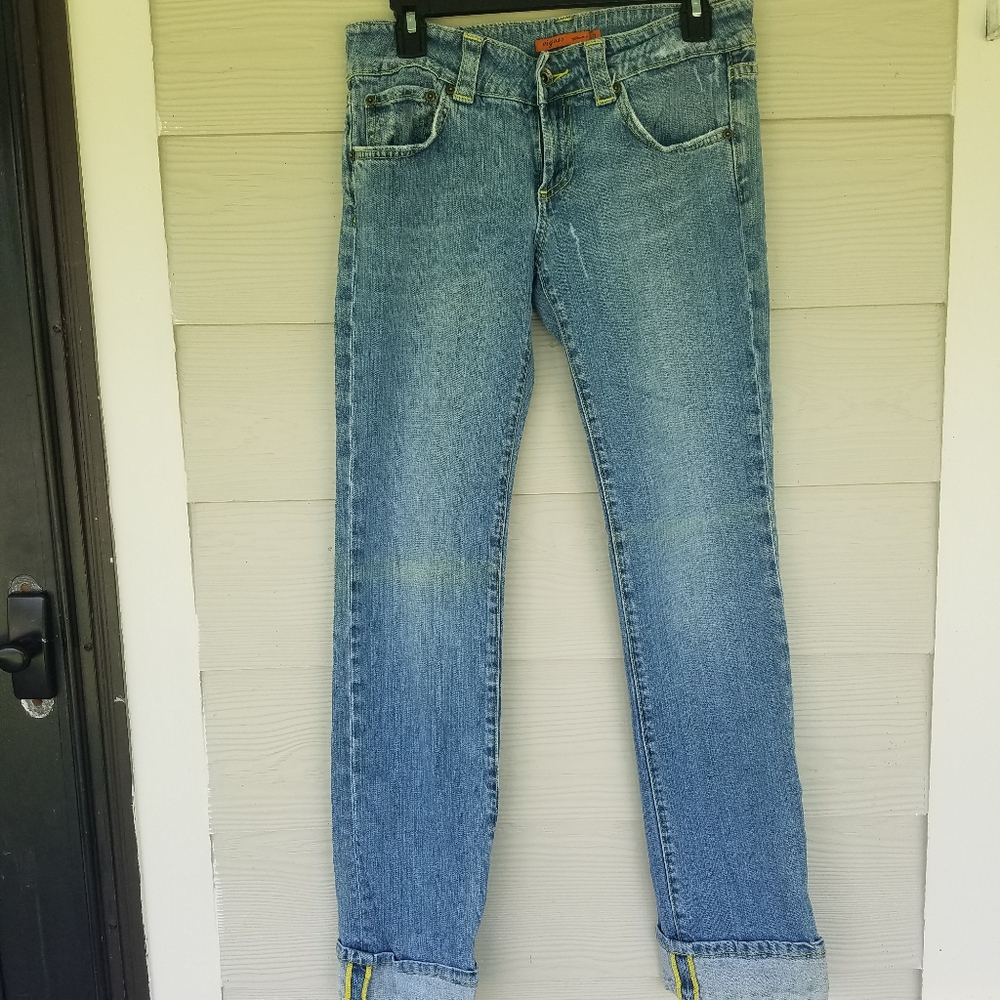 Womens Vigoss Cuffed Jeans Straight Leg Sz 7 Distressed
